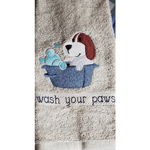 Wash Your Paws - Pup in a Tub Hand Towel