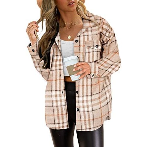AUTOMET Womens Fall Outfits Fashion Clothes Shackets Flannel Plaid Button Down Long Sleeve Shirts Jackets