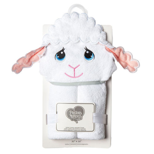 Precious Moment White Lamb Hooded Towel
