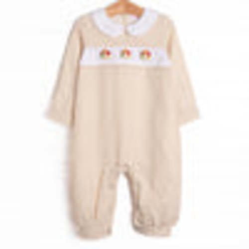 Thanksgiving Turkey Embroidered Romper, Brown – Stitchy Fish