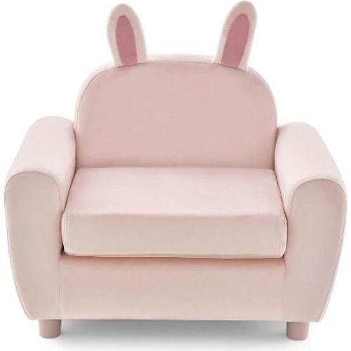 Costway Kids Sofa Children Armrest Chair With Sturdy Wood Construction And Dutch Velvet Grey Cat