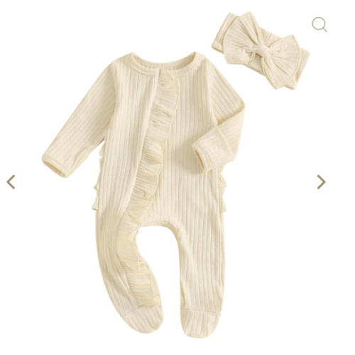 Ribbed Ruffle Footie Set
