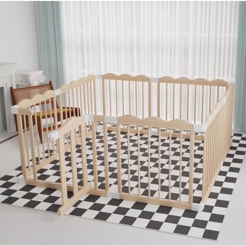 Baby Playpen, Wooden Playpen for Babies and Toddlers, Large Adjustable Wooden Baby Playard with Locking Gate, Easy to Assemble, Portable Play Pen, Infant Play Pen Play Area(47x62x24 Inch)