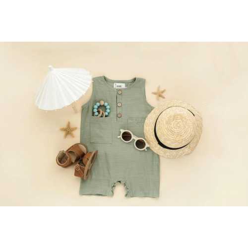 Babe Basics Cropped Linen Baby Romper // FREE SHIPPING // Baby Boy Summer Romper // Summer Photoshoot Outfit // Unisex Romper // 5 Colors