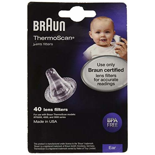 Braun ThermoScan Lens Filters for Ear Thermometer, Disposable Covers, Clear, 40 Count - 40 Count (Pack of 1)