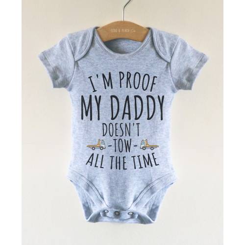 Trucker Baby One Piece - Trucker Dad Baby Bodysuit, Tow Truck Driver Dad Baby Reveal, Trucker Daddy Baby Shower, Tow Truck Driver Baby Gift