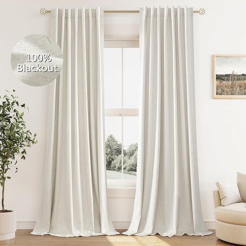 Cream Linen Blackout Curtains