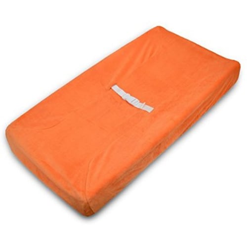 American Baby Company Heavenly Soft Chenille Fitted Contoured Changing Pad Cover, Orange, for Boys and Girls - Flat Chenille