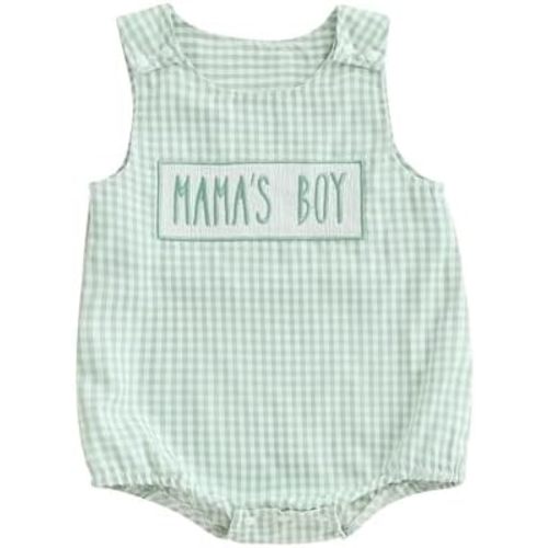 3-6m Mama's Boy Gingham Romper