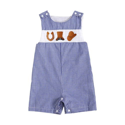 Curenmufel Romper Toddler Boy Clothes Smocked Romper Farm Baby Animal Print Jumpsuit Sleeveless Overalls Spring Summer Kids Bodysuit 0 3 6 9 12 18 24 Months 2T 3T 4T (Blue,Size 12-18 Months)