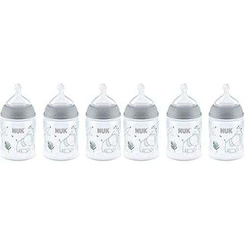 NUK Smooth Flow Anti Colic Baby Bottle, Elephant, 5 Ounce (6 Pack)