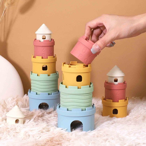 Momihoom Infant And Toddler Educational Color Recognition Silicone Stacking Toys, Toddler Stacking Toys