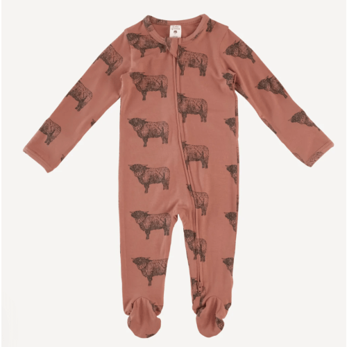 Aragon Highland Cow | 3-6 Months | Long Sleeve Two Way Zipper Footie