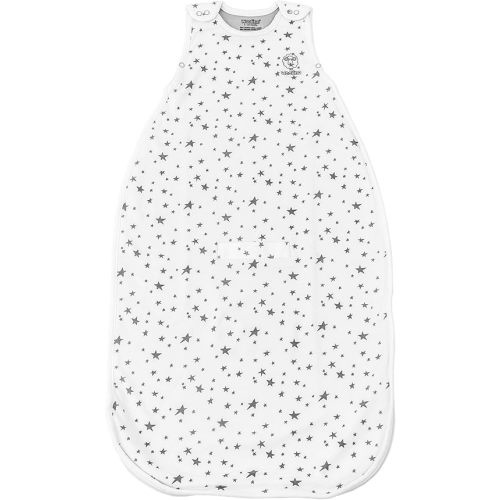 Woolino Sleeping Bag - Merino Wool and Organic Cotton - Universal Size Adjustable Sleep Sack for Baby - Two-Way Zipper Sleeping Bag (2-24 Months) - Stars White