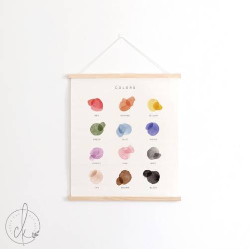 Color Chart | Hanging Canvas | Kids Room Decor | Playroom Wall Decor | Classroom Decor | Homeschool Decor