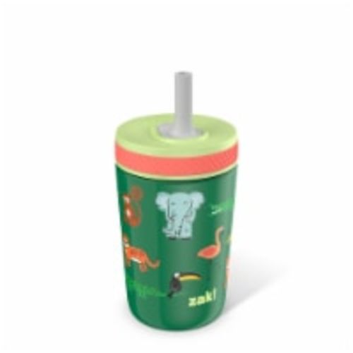 Zak! Designs Jungle Joy Antimicrobial Stainless Steel Double Wall Leakproof Straw + Tumbler, 1 ct