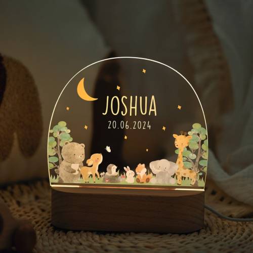 Personalized cute animals night light, baby gift birth, baby baptism gift, bedside lamp gift for kids, night light kids, baby's room decor