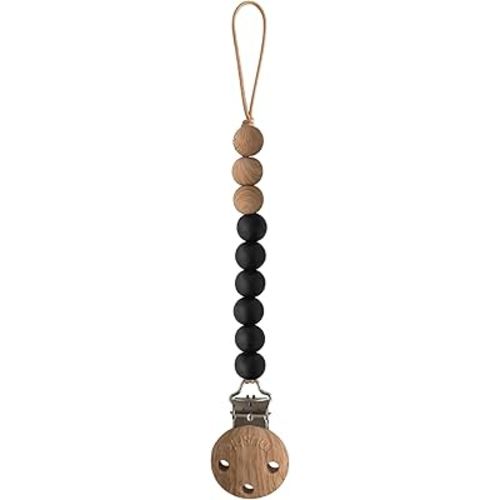 mushie 100% Silicone Baby Pacifier Clip BPA Free | Eva (Black)