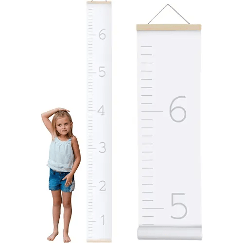 Canvas Growth Chart for Kids - Unisex Kids Room Wall Decor - Measuring Height Chart- Wall Tape with Height Chart for Kids (Plain White)