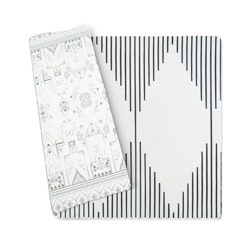 Wander & Roam Premium Reversible Baby Play Mat - Soft Foam Tummy Time Mat for Infant, Toddler & Parent - Neutral Tribal + Mecca Design - Water Resistant, Easy to Clean, Non-Toxic - Black & White