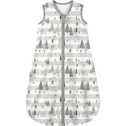 Yoofoss Baby Sleep Sack 6-12 Months 0.5 TOG Baby Wearable Blanket, 100% Cotton Infant Toddler Sleeping Sack 2-Way Zipper Lightweight Sleep Sack, Grizzly