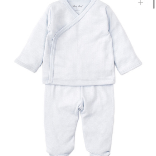 Blue Kissy Pointelle Cross Tee and Pant Set