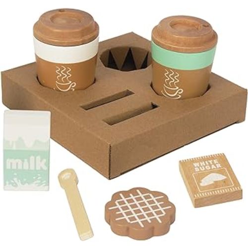 Pretend Play Coffee Cup Toys,Wooden Play Kitchen Accessories,Fake Food Play for Kids Kitchen,Educational Toy for Toddler Children Birthday Gift