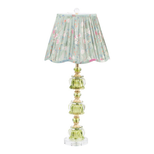 28.5in Ornate Glass And Crystal Lamp With Scalloped Shade | Furniture & Lighting | Marshalls