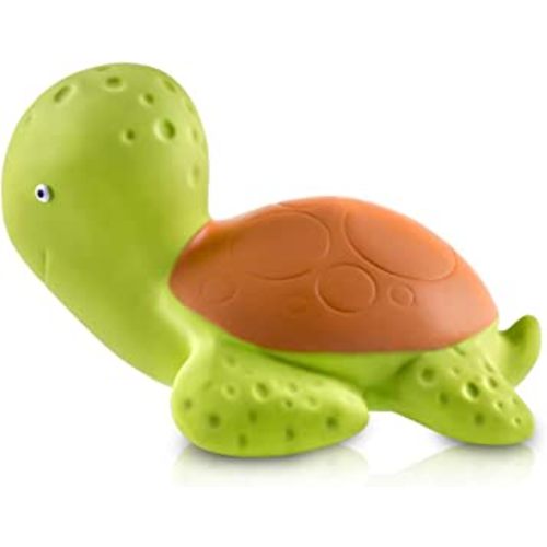 caaocho Pure Natural Rubber Baby Bath Toy - Mele The Sea Turtle - Without Holes, BPA, PVC, Phthalates Free, Textured for Sensory Play, Sealed Bath Rubber Toy, Hole Free Bathtub Toy for Babies