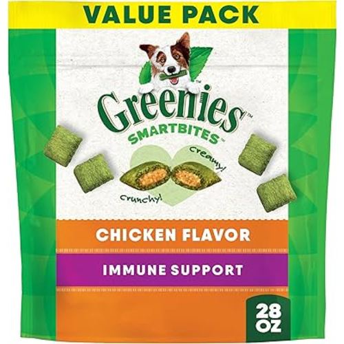 Greenies Smartbites Soft Dog Treats, Dog Immune Support Crunchy & Soft, Chicken Flavor, 28 oz. Pack