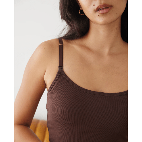 Soft Ribbed Nursing Tank - Cocoa Brown