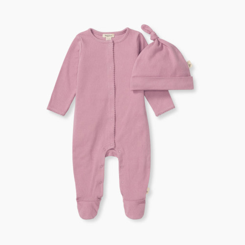 Burt's Bees Baby Ribbed Jumpsuit & Hat Set - Purple Ribbed, 3-6 M