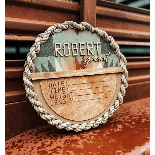 Western Nursery Sign // Pendleton Wool Sign // Custom Brand Sign // Western Brand // Western Gifts // Cowboy Cowgirl Gift // Newborn Stats