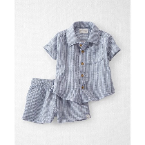 Baby Organic Cotton Blue Striped 2-Piece Gauze Set - Little Planet | Carter's
