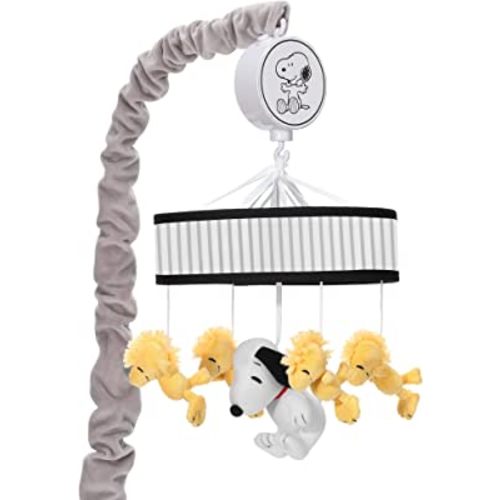 Lambs & Ivy Classic Snoopy Musical Baby Crib Mobile Soother Toy - Black/Yellow