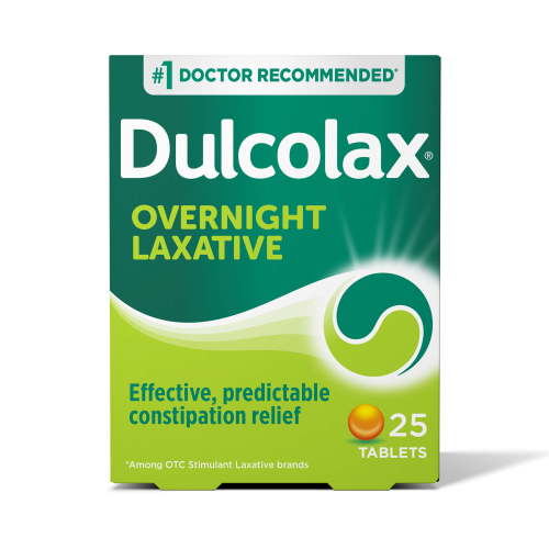 Dulcolax Bisacodyl Stimulant Laxative Pills for Overnight Constipation Relief, 5 mg, 25 Tablets