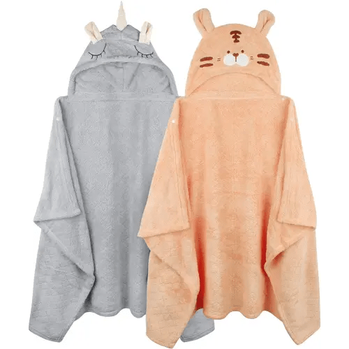 Toddler Bath Towel Hooded Kids Towels Baby Bath Towels for Boy Girl 0-5 Year, 2-Pack Thick Absorbent Toddler Towels with Hood Kids Bath Towel, Large 50''x32'' Baby Hooded Towel for Kids