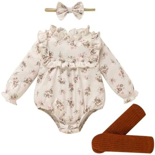 GRNSHTS Newborn Baby Girl Clothes Ruffle Rompers Toddler Fall Outfits for Girls Set Little Girl Fall Winter Clothing