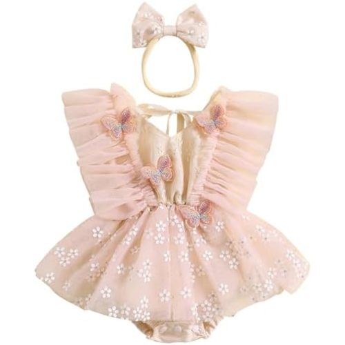 Mubineo Baby Girl Summer Clothes Lace Romper Skirt Dress Princess Outfits Sleeveless Flower Newborn Outfit