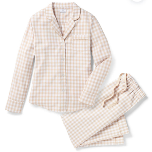 Women's Twill Pajama Set in Camel Gingham