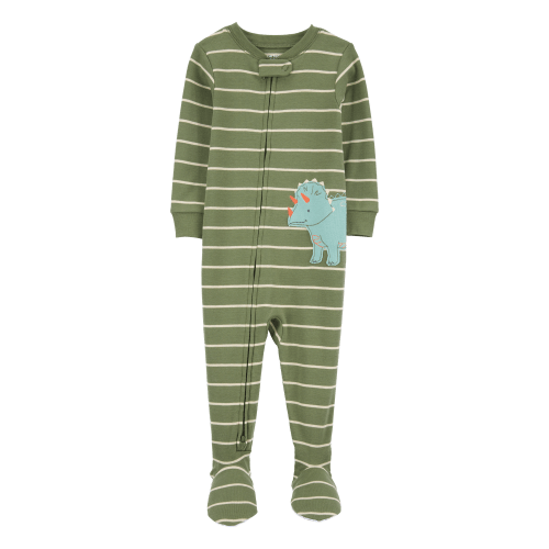 Baby Dinosaur Striped Snug Fit Cotton Footie 1-Piece Pajamas - Green - Carter's | Carter's