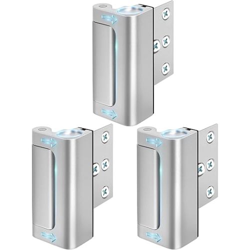 Home Security Door Lock 3 Pack Metal Door Reinforcement Lock for Kids Safety Top Front Door Child Proof Safety Lock Defend High Security Door Locks Latch Withstand 800lbs for Inside Swing Door Chain
