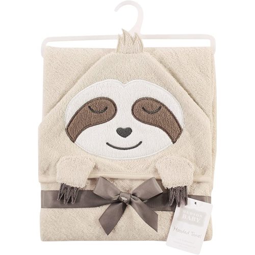 Hudson Baby Unisex Baby Cotton Animal Face Hooded Towel, Sloth, One Size
