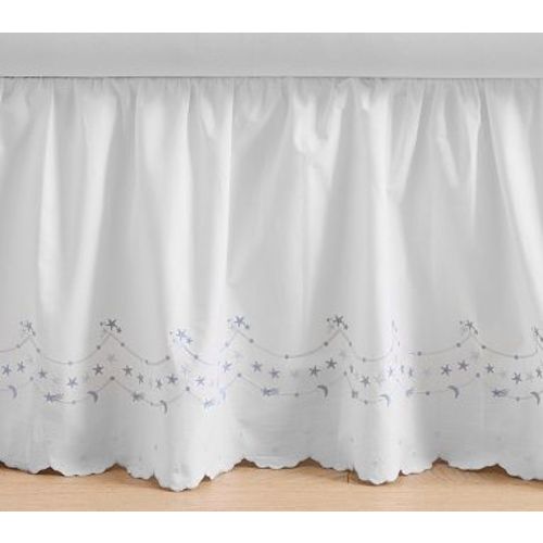Welcome Home Star Embroidered Crib Skirt , Blue