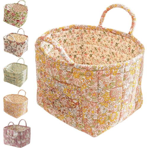 Boho Fabric Storage Basket, Boho Floral Laundry Baskets, Large Capacity Fabric Storage Basket, Decorative Storage Baskets, Portable Folding Storage Bag, for Clothes and Sundries