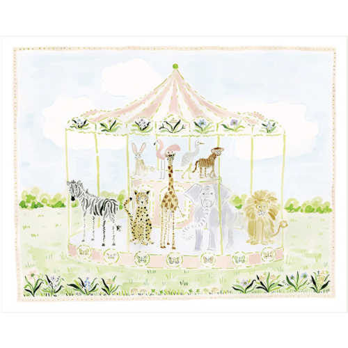 The "Merry-Go-Menagerie Pink Carousel" Fine Art Print