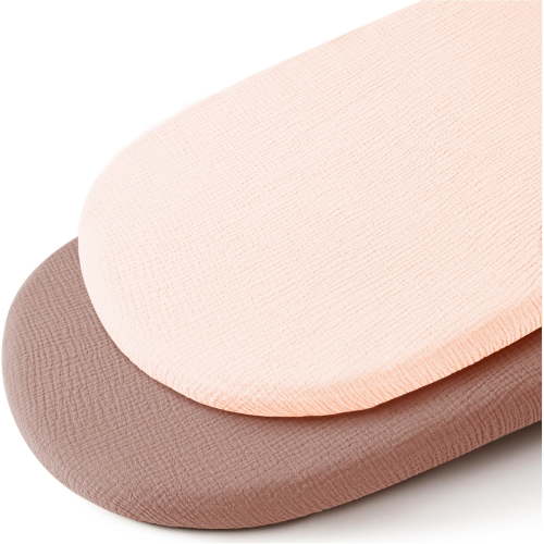 Baby Muslin Bassinet Sheets 2 Pack,Breathable Cozy Fitted Mattress Sheet,Elastic Travel Crib Solid Color,Standard Cradle Safe Sheets for Baby Boy Girls 32"X17"