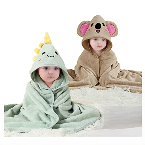 SEVDO 2Pcs Baby Hooded Towel,31 * 31 in Toddler Bath Towels for Newborn Babies,Toallas de Baño para Bebe,Organic Infant Kids Boy Essentials 1-3