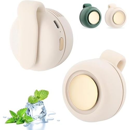 Small Clip Fan, Portable Silent Mini Bladeless Fan Clip On, 3-Speed Mini Waist Clip Whirlwind Fans for Outdoor & Travel & Office (White)