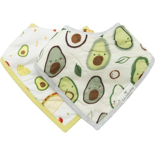 Loulou Lollipop Muslin Bandana Bib Drool Bib Set for Baby Girl and Boy, Adjustable 3 to 36 Months, 2 Pack